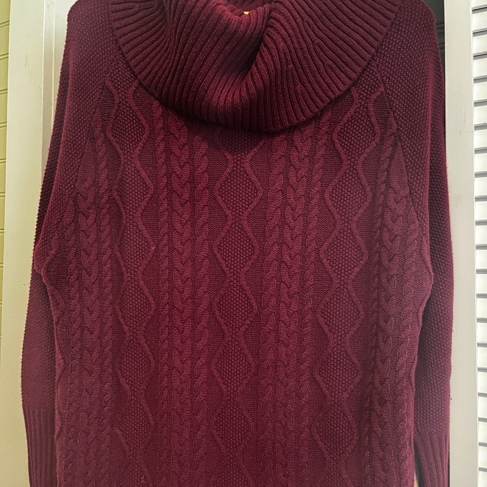 Pure Collection Deep Burgundy Cowl Neck Sweater Dress